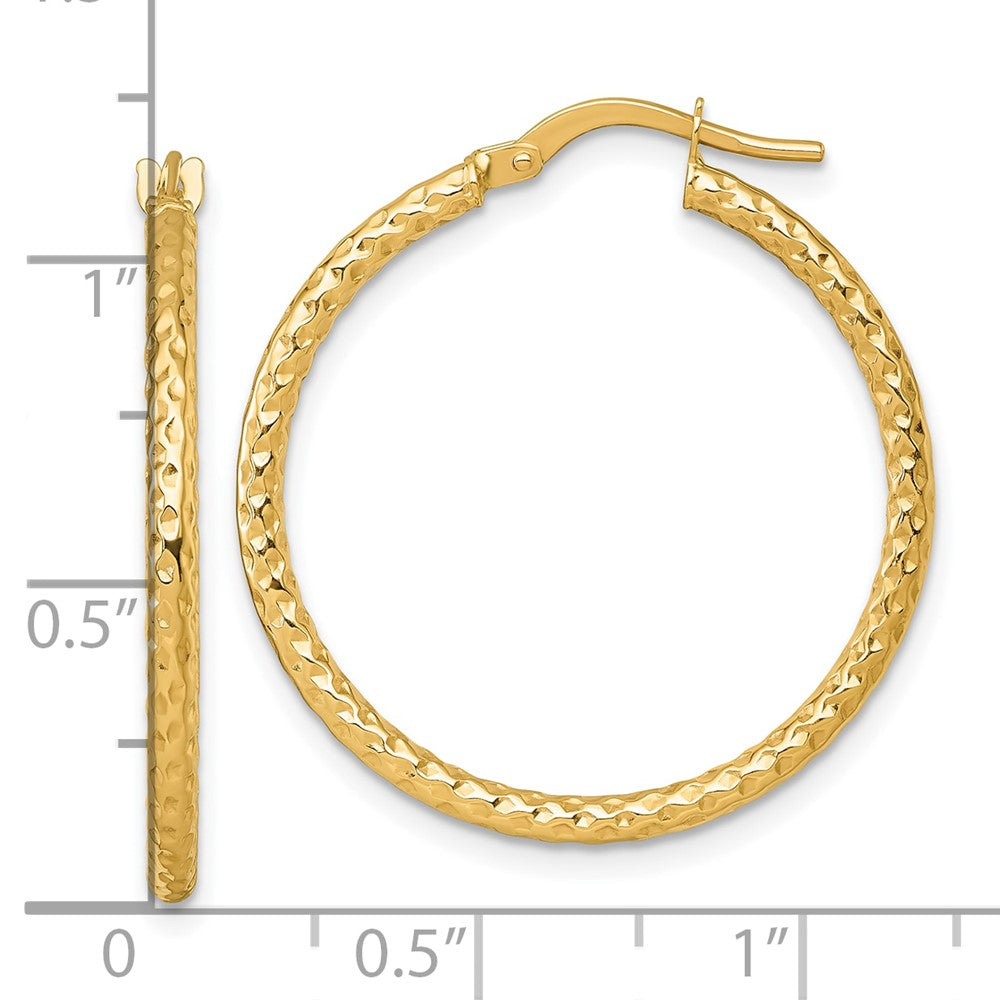 14K Gelbgold Poliert Diamantiert Creolen