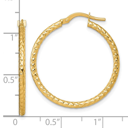 14K Gelbgold Poliert Diamantiert Creolen