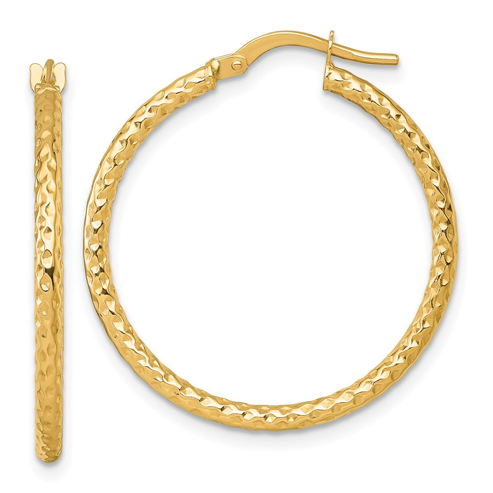14K Gelbgold Poliert Diamantiert Creolen