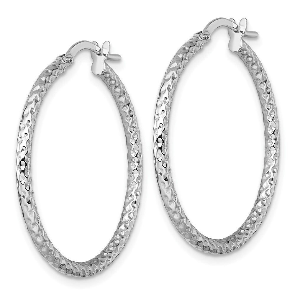 14K Weißgold Poliert Diamantiert Creolen