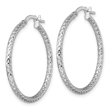 14K Weißgold Poliert Diamantiert Creolen