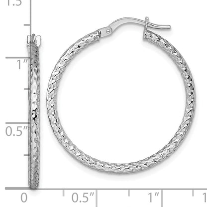 14K Weißgold Poliert Diamantiert Creolen