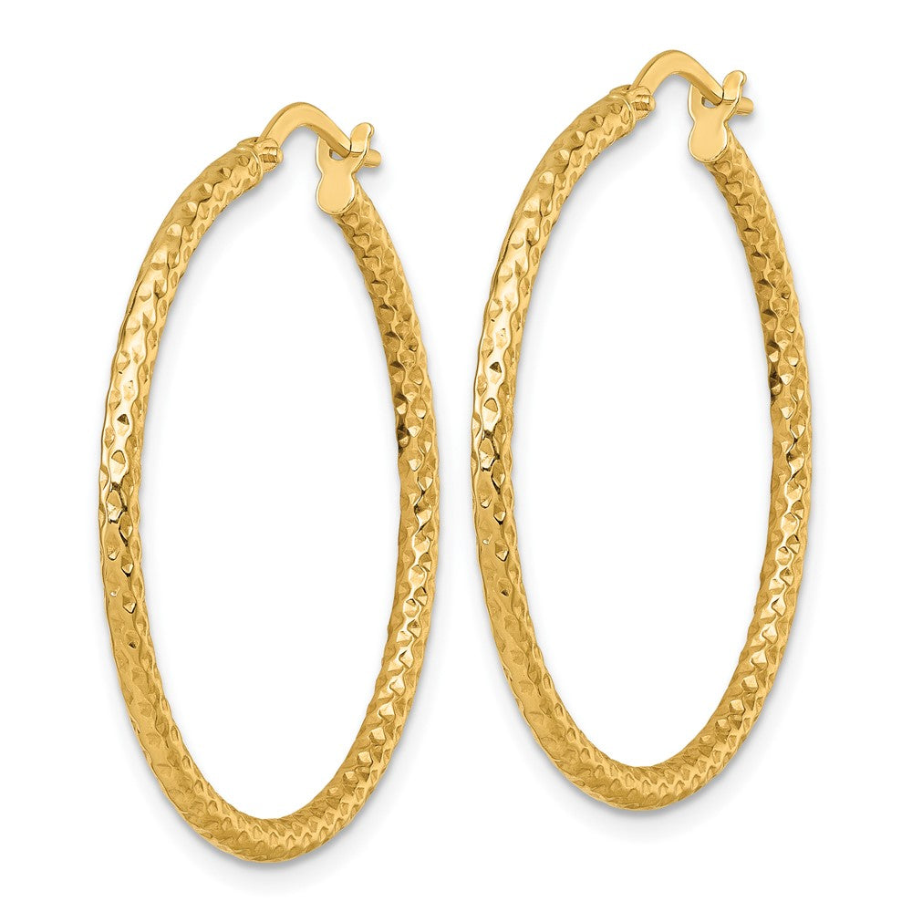 14K Gelbgold Poliert Diamantiert Creolen