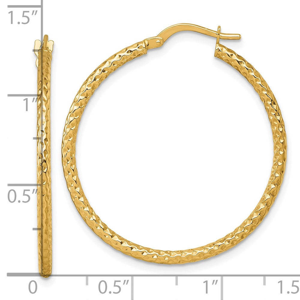 14K Gelbgold Poliert Diamantiert Creolen