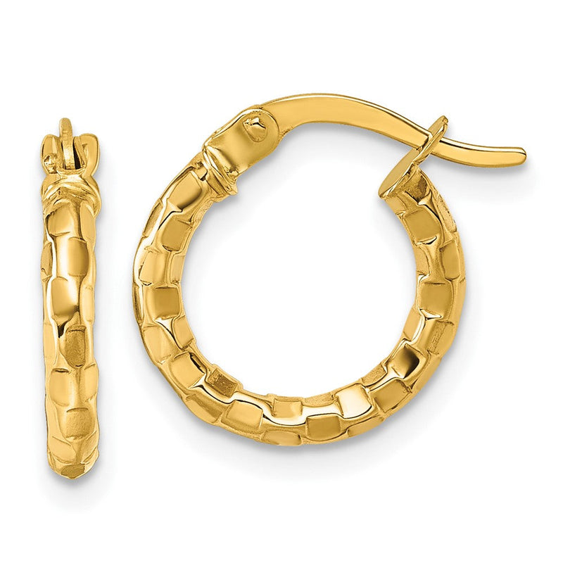 14K Gelbgold Poliert Strukturiert Creolen