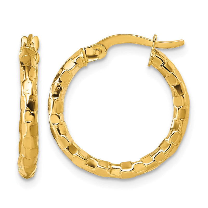 14K Gelbgold Poliert Strukturiert Creolen
