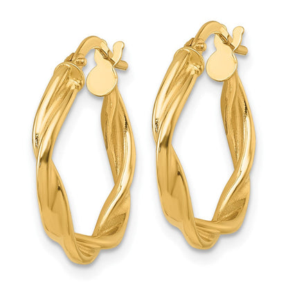 14K Gelbgold Poliert Gedreht Creolen