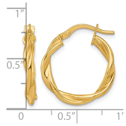 14K Gelbgold Poliert Gedreht Creolen