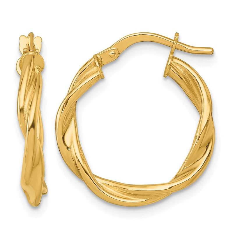 14K Gelbgold Poliert Gedreht Creolen
