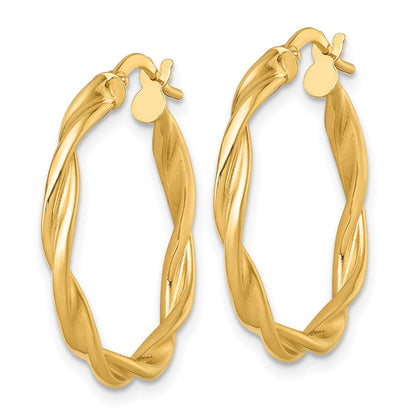 14K Gelbgold Poliert Gedreht Creolen