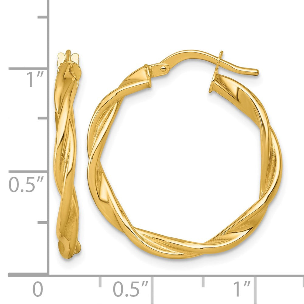 14K Gelbgold Poliert Gedreht Creolen