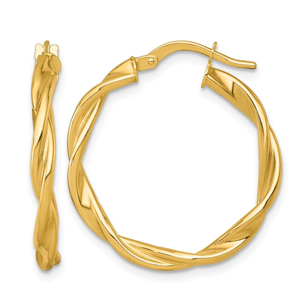 14K Gelbgold Poliert Gedreht Creolen