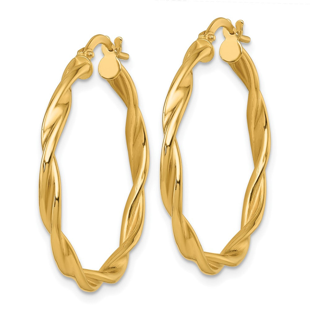 14K Gelbgold Poliert Gedreht Creolen