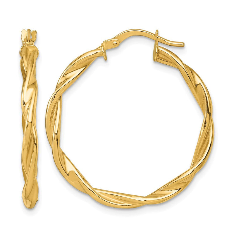 14K Gelbgold Poliert Gedreht Creolen