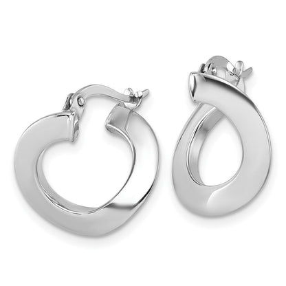 14K Weißgold Poliert Gedreht Oval Creolen