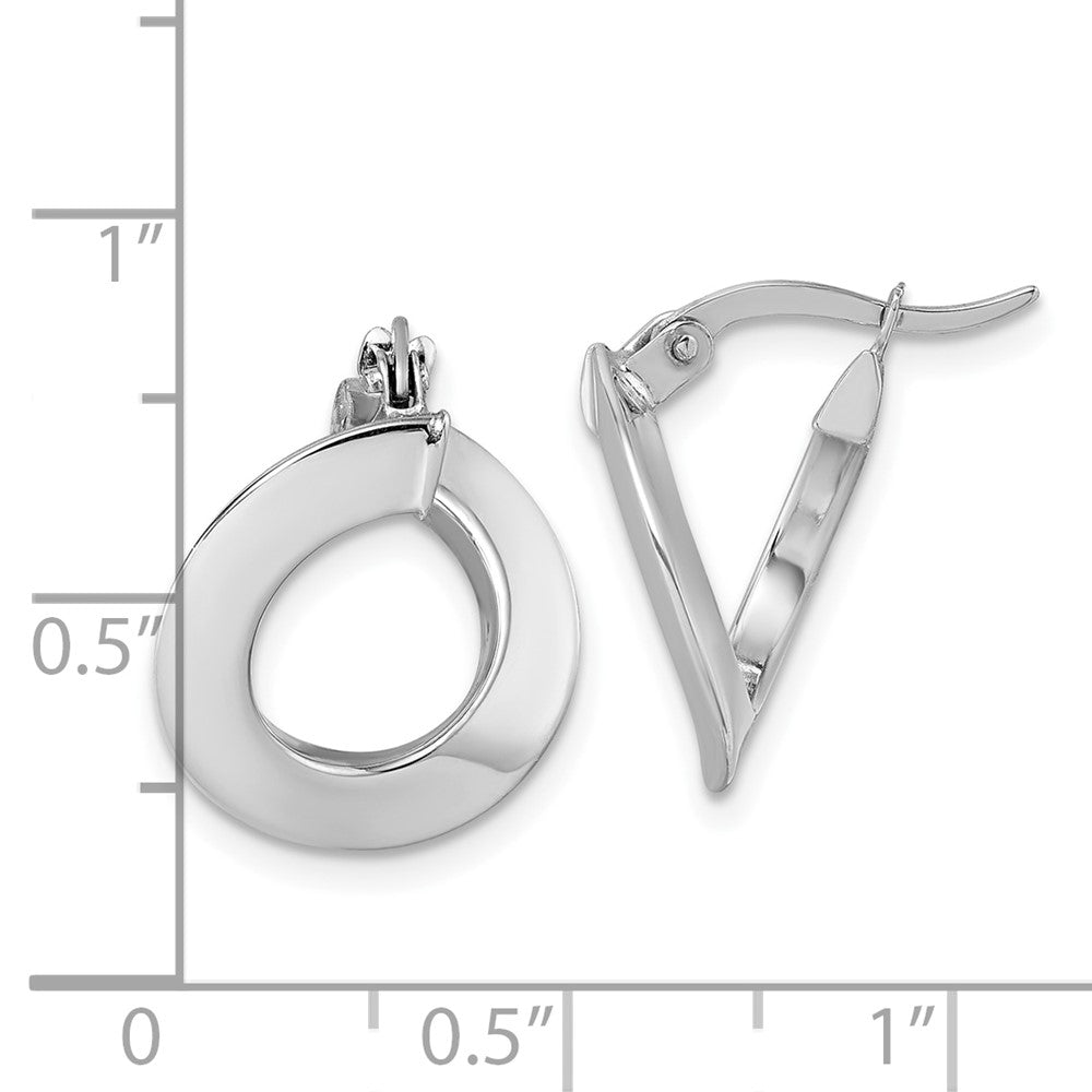 14K Weißgold Poliert Gedreht Oval Creolen