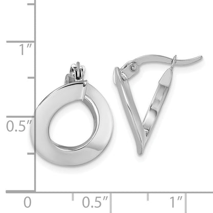 14K Weißgold Poliert Gedreht Oval Creolen