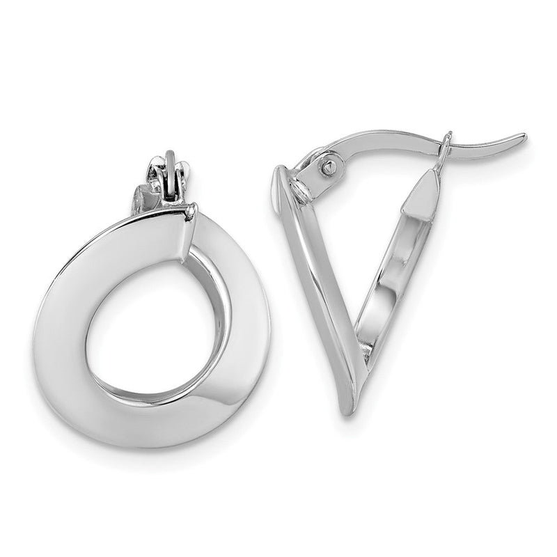 14K Weißgold Poliert Gedreht Oval Creolen