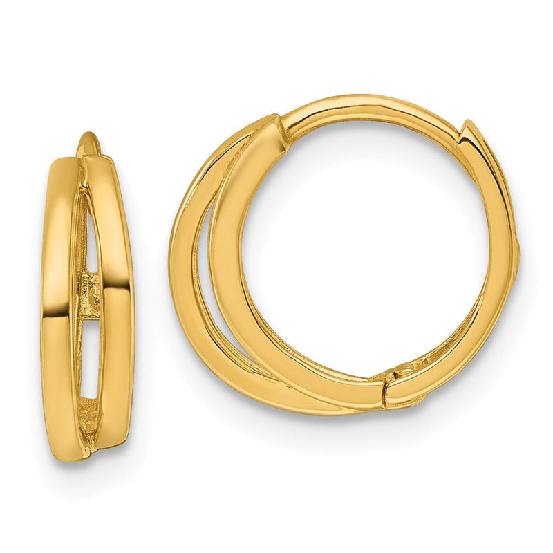 14K Gelbgold Poliert Fantasie Klappbar Rund Creolen