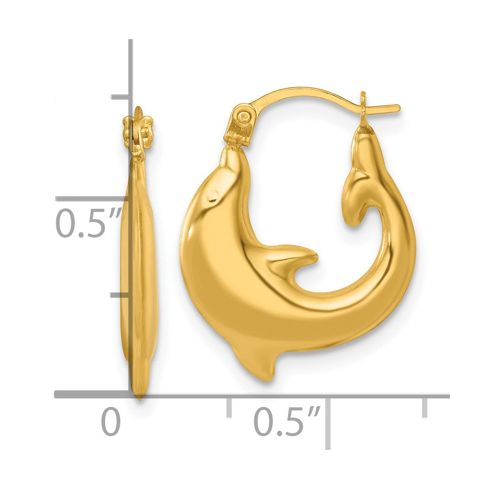 14K Gelbgold Poliert Delfin Creolen