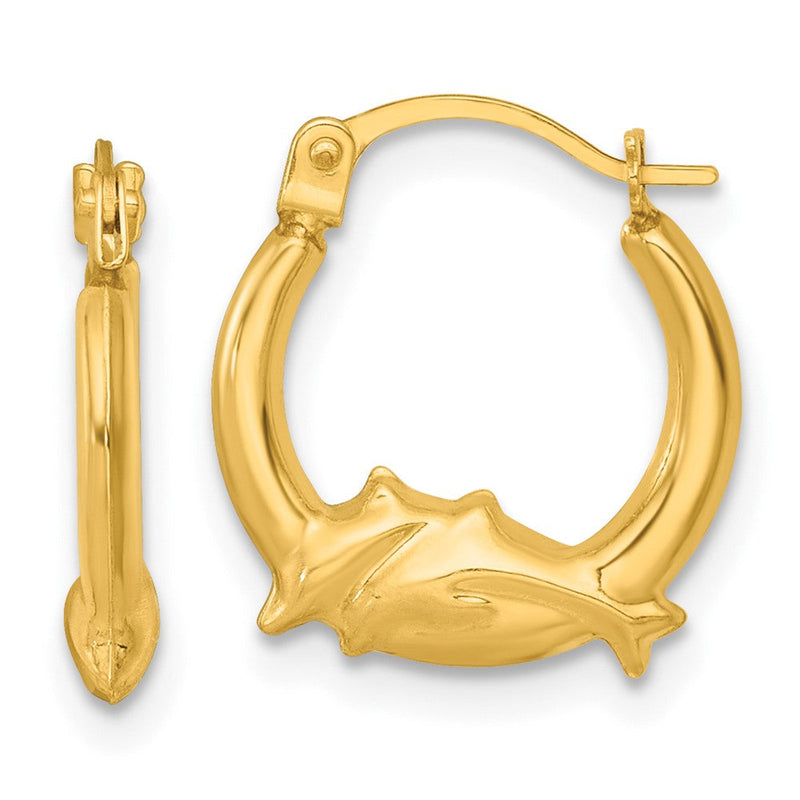 14K Gelbgold Poliert Dolphins Creolen