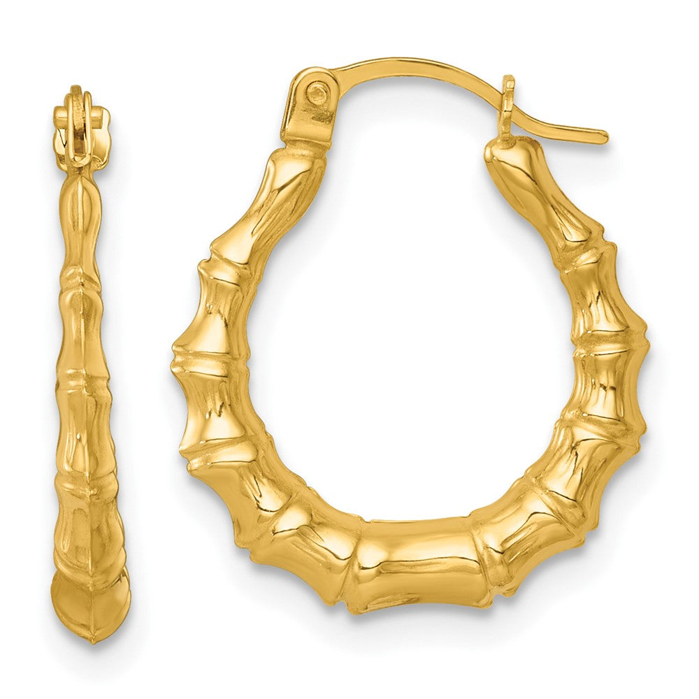 14K Gelbgold Poliert Bamboo Creolen