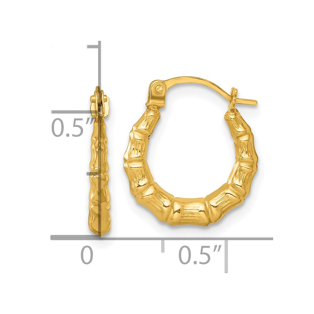 14K Gelbgold Poliert Bamboo Creolen