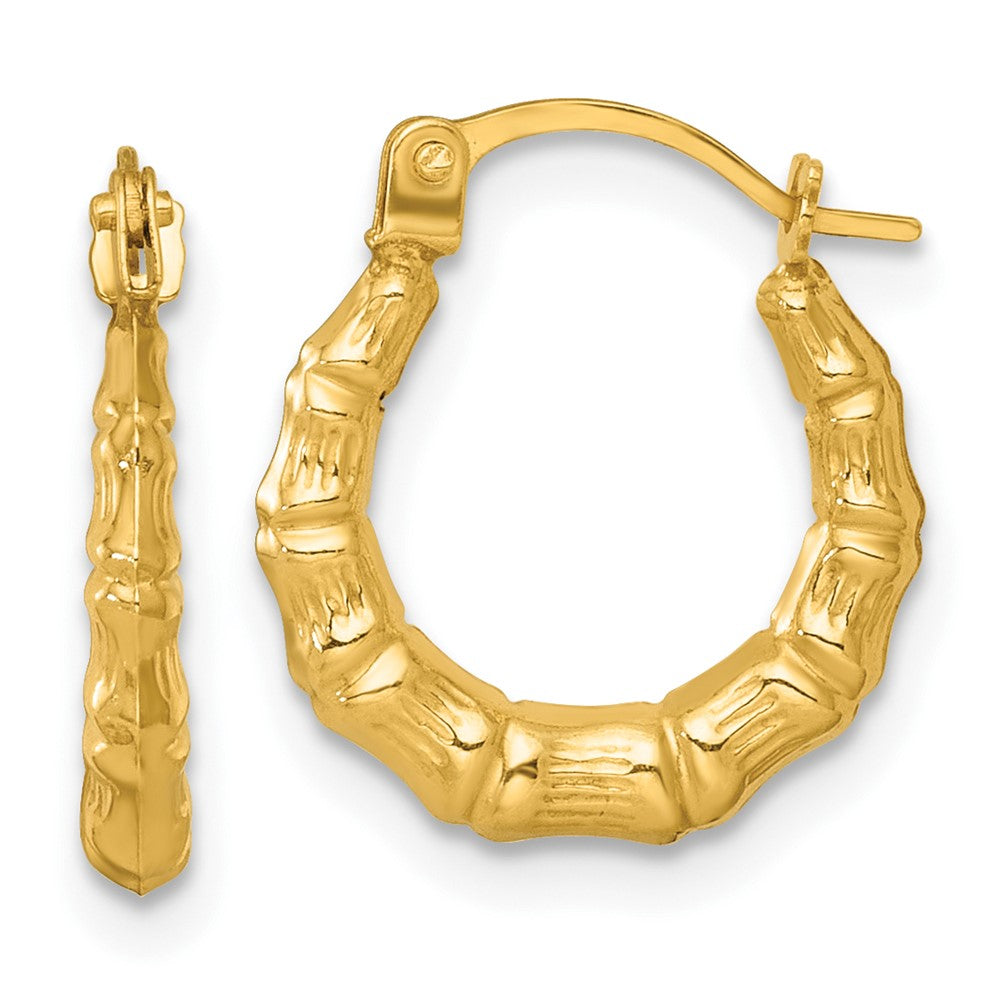 14K Gelbgold Poliert Bamboo Creolen