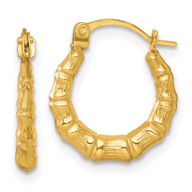 14K Gelbgold Poliert Bamboo Creolen