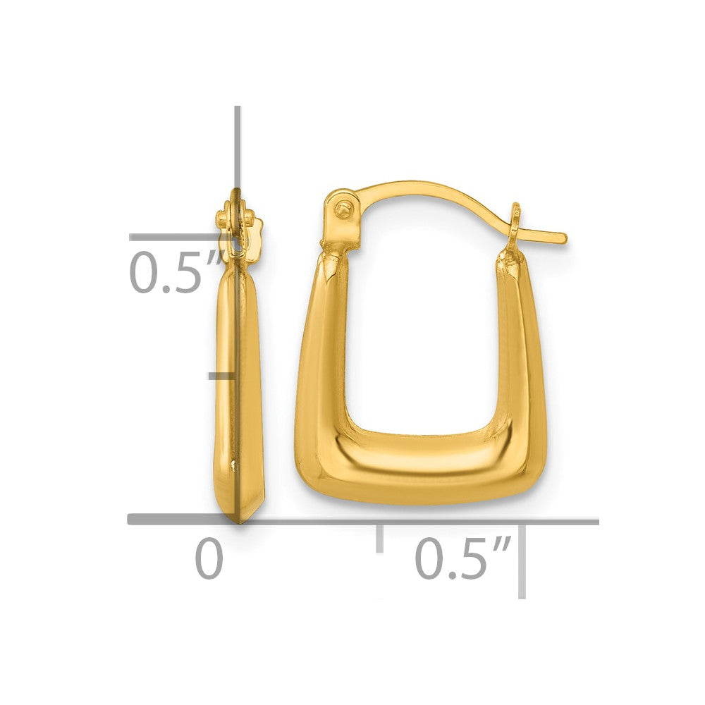 14K Gelbgold Poliert 2.25mm Quadratisch Creolen