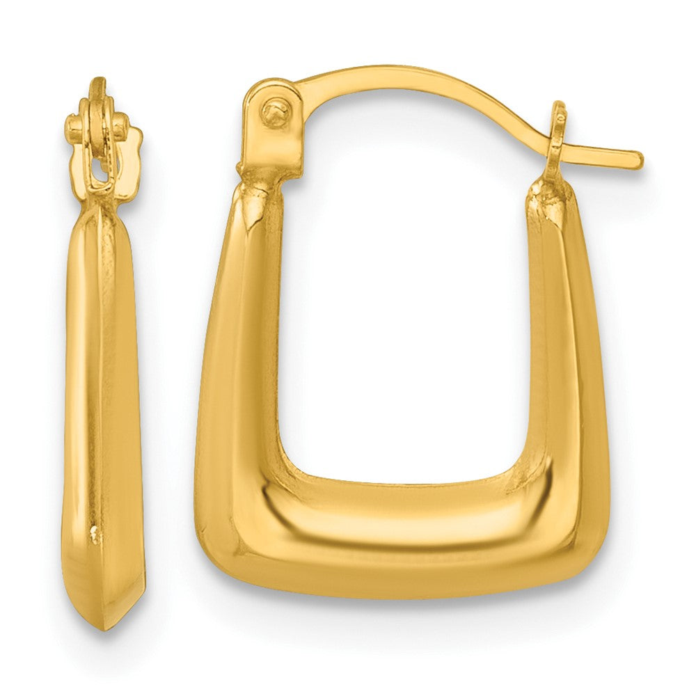 14K Gelbgold Poliert 2.25mm Quadratisch Creolen