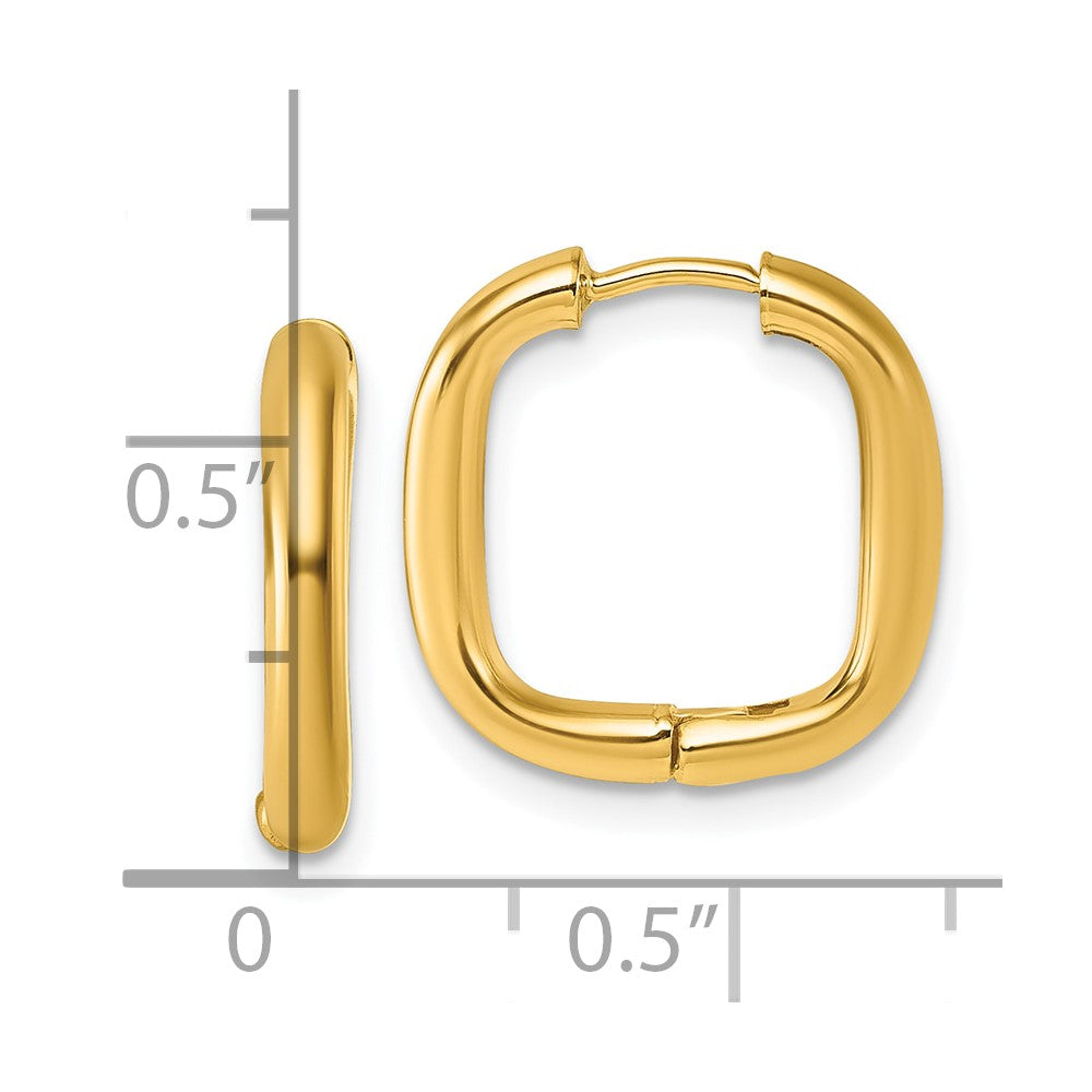 14K Gelbgold Poliert Quadratisch Endlos Creolen