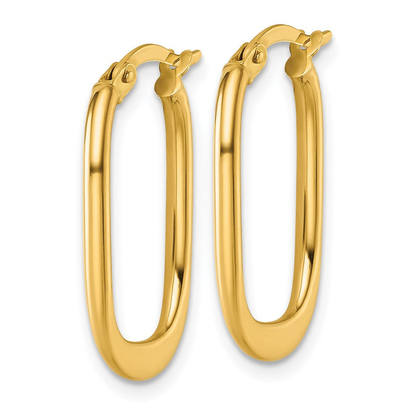 14K Gelbgold Poliert Oval Creolen
