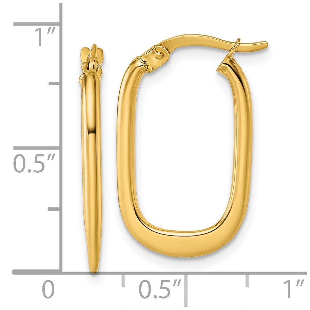14K Gelbgold Poliert Oval Creolen