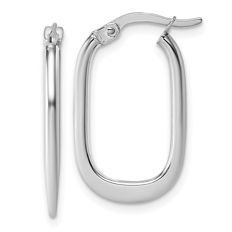 14K Weißgold Poliert Oval Creolen