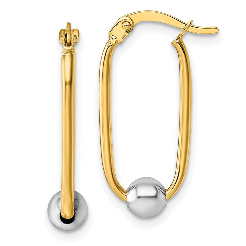 14K Bicolor Poliert mit Perlen Oval Creolen