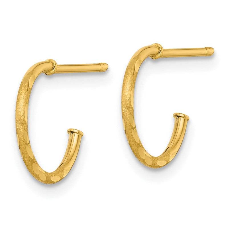 14K Gelbgold 1.2 X 12mm Diamantiert Stecker Creolen