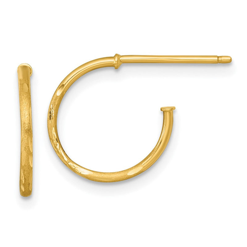 14K Gelbgold 1.2 X 14mm Diamantiert Stecker Creolen