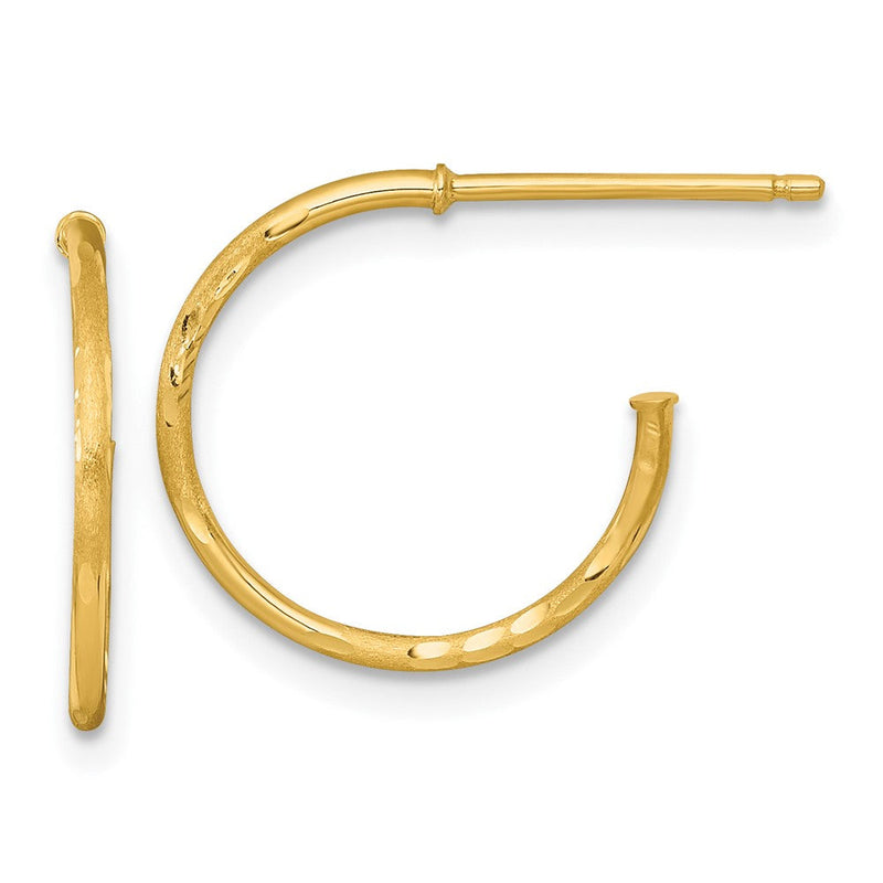 14K Gelbgold 1.2 X 16mm Diamantiert Stecker Creolen