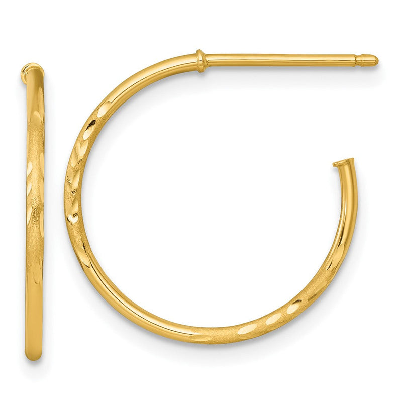 14K Gelbgold 1.2 X 20mm Diamantiert Stecker Creolen