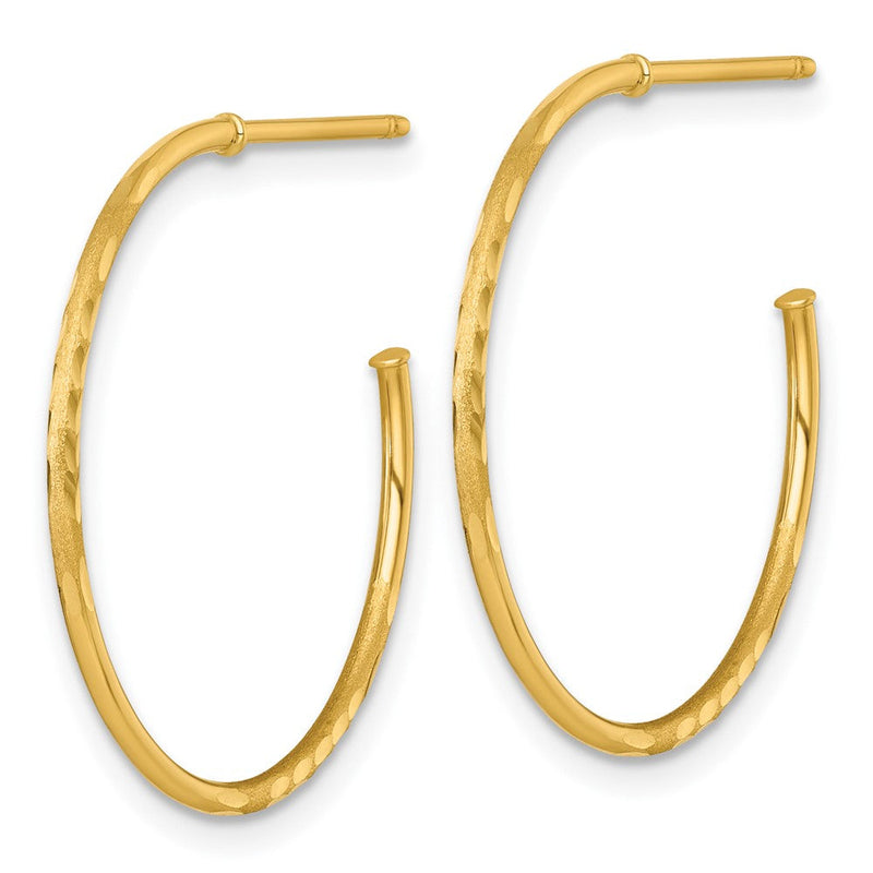 14K Gelbgold 1.2 X 25mm Diamantiert Stecker Creolen
