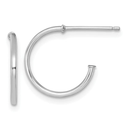 14K Weißgold 1.2 X 14mm Poliert Stecker Creolen