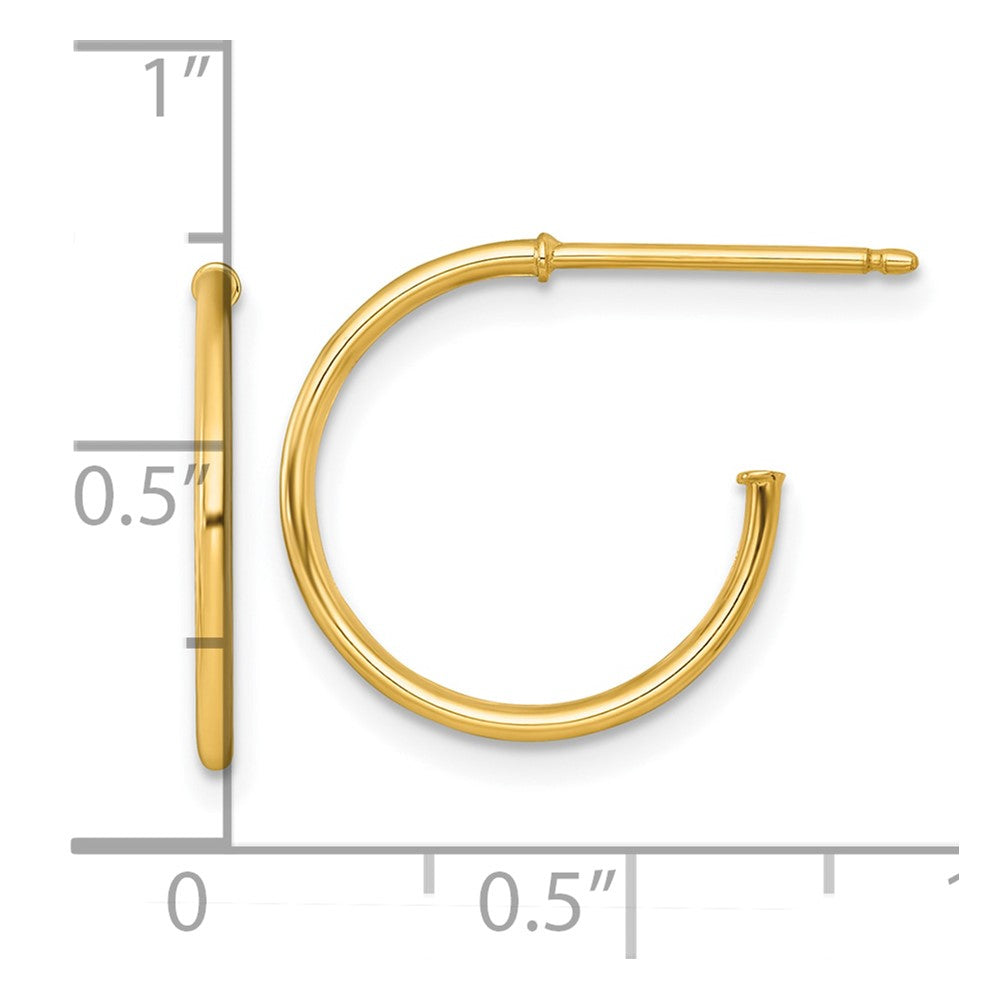 14K Gelbgold 1.2 X 16mm Poliert Stecker Creolen