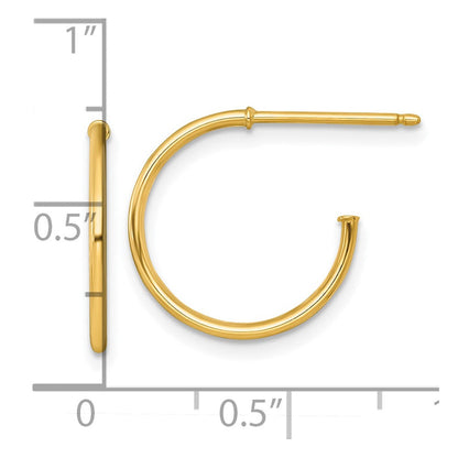 14K Gelbgold 1.2 X 16mm Poliert Stecker Creolen