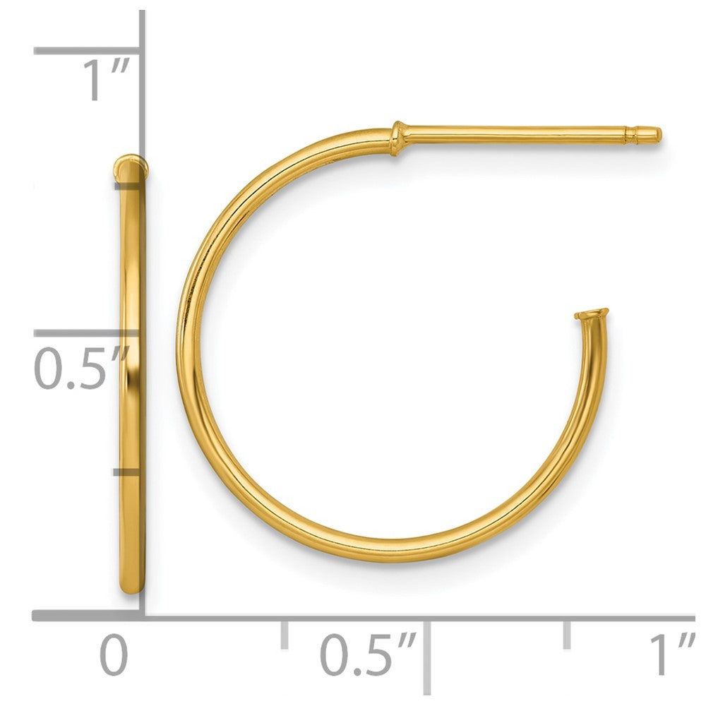14K Gelbgold 1.2 X 20mm Poliert Stecker Creolen