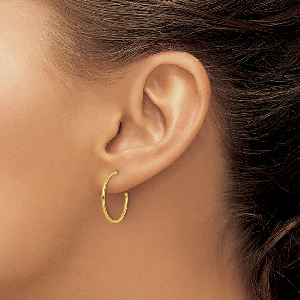 14K Gelbgold 1.2 X 20mm Poliert Stecker Creolen