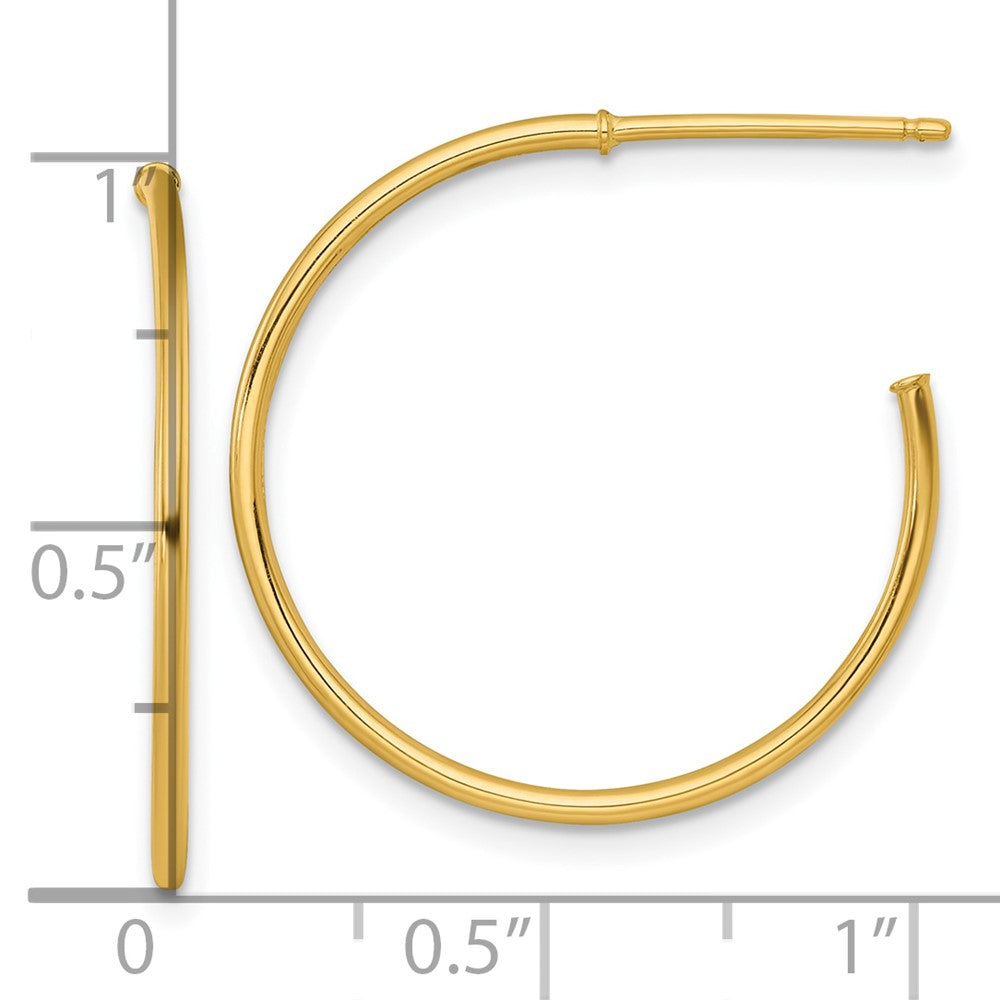 14K Gelbgold 1.2 X 25mm Poliert Stecker Creolen