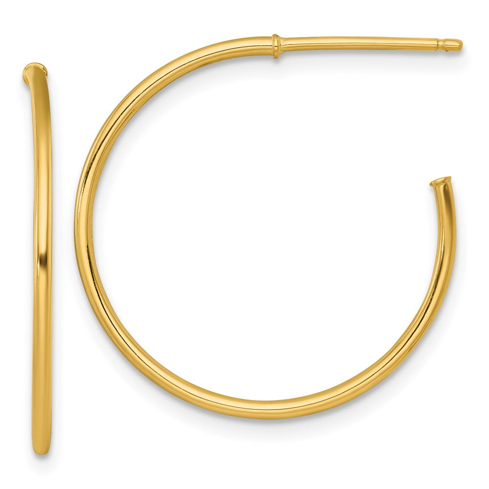 14K Gelbgold 1.2 X 25mm Poliert Stecker Creolen