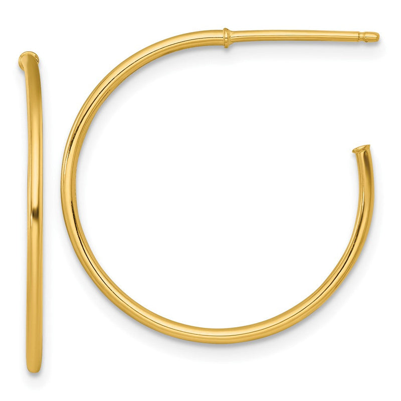 14K Gelbgold 1.2 X 25mm Poliert Stecker Creolen