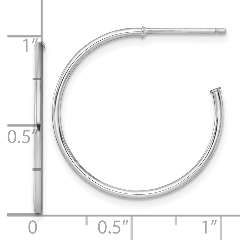 14K Weißgold 1.2 X 25mm Poliert Stecker Creolen